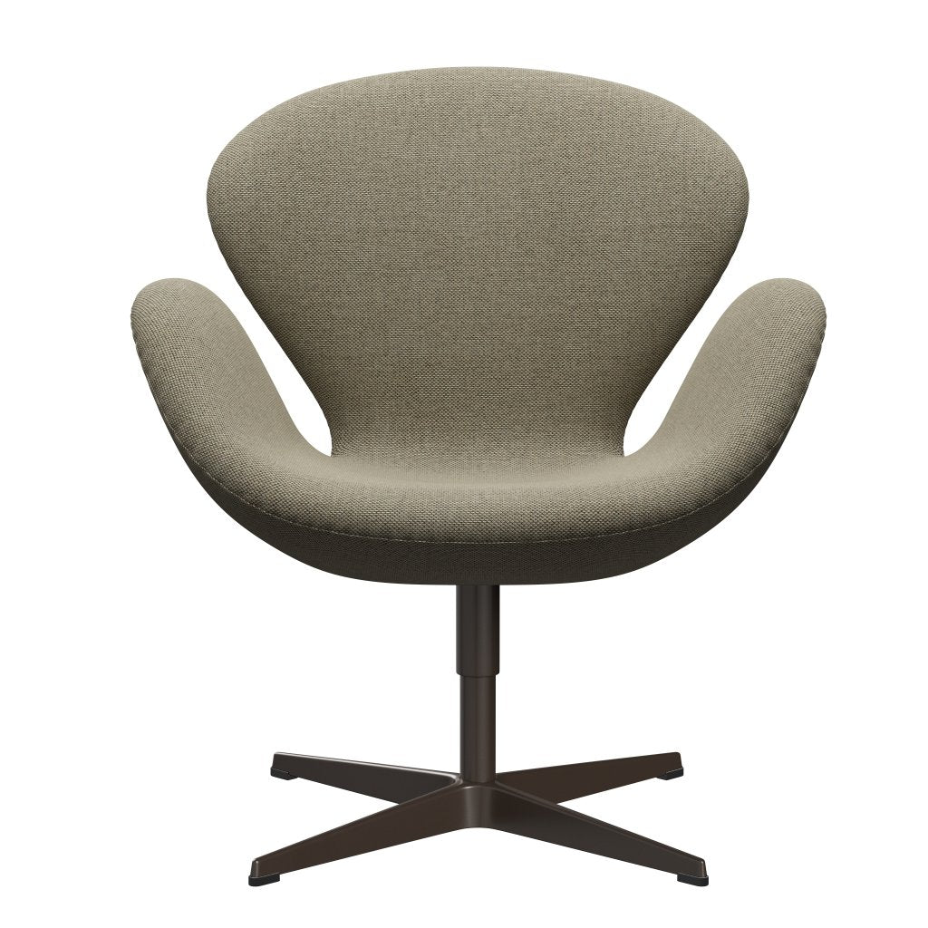 Fritz Hansen Swan Lounge -stoel, bruin brons/re wol licht beige/natuurlijk