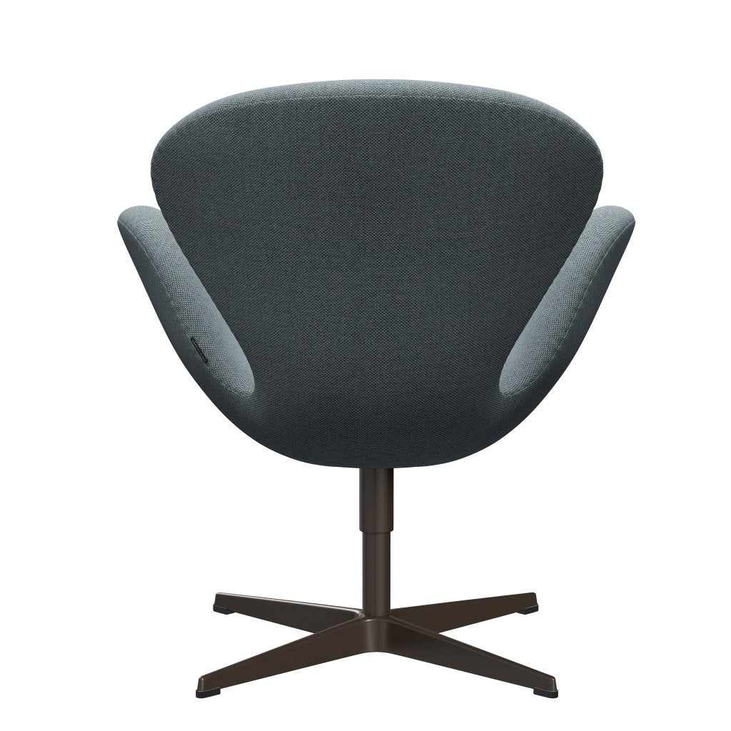 Sedia fritz Hansen Swan Lounge, bronzo marrone/re lana azzurra/naturale