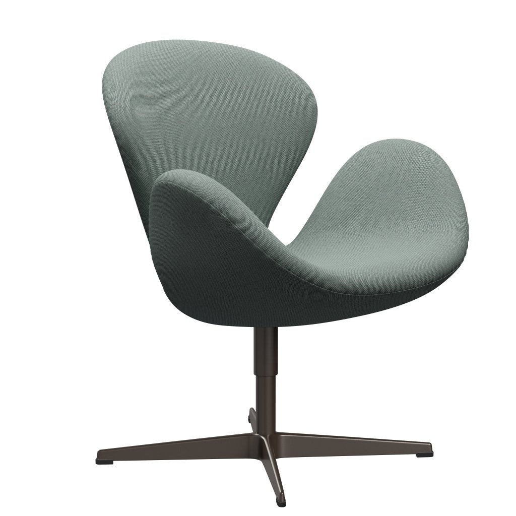 Fritz Hansen Swan Lounge stoel, bruin brons/re wol licht aquamarine/natuurlijk