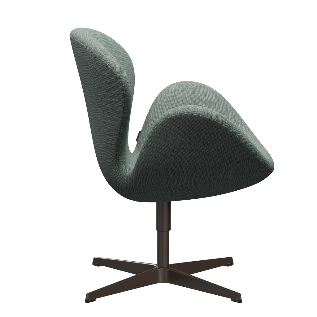 Fritz Hansen Swan Lounge stoel, bruin brons/re wol licht aquamarine/natuurlijk