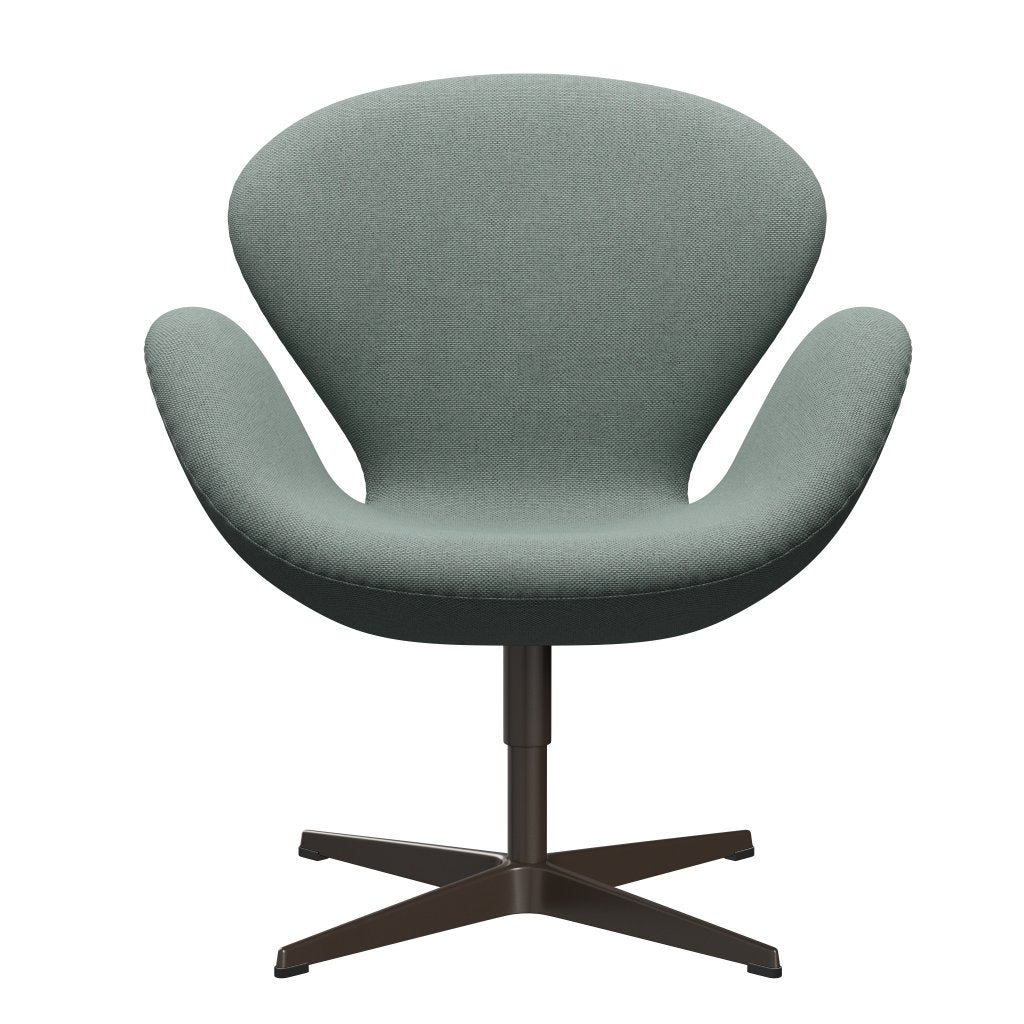 Fritz Hansen Swan Lounge stoel, bruin brons/re wol licht aquamarine/natuurlijk