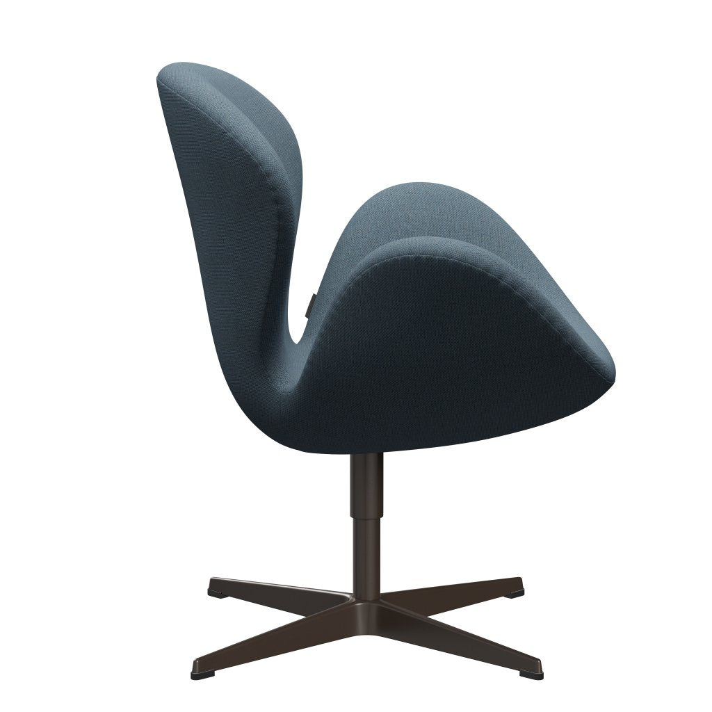 Fritz Hansen Chaise salon de cygne, bronze marron / re laine naturel / bleu clair