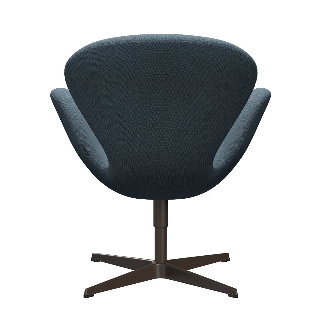 Sedia fritz Hansen Swan Lounge, bronzo marrone/re lana naturale/azzurro