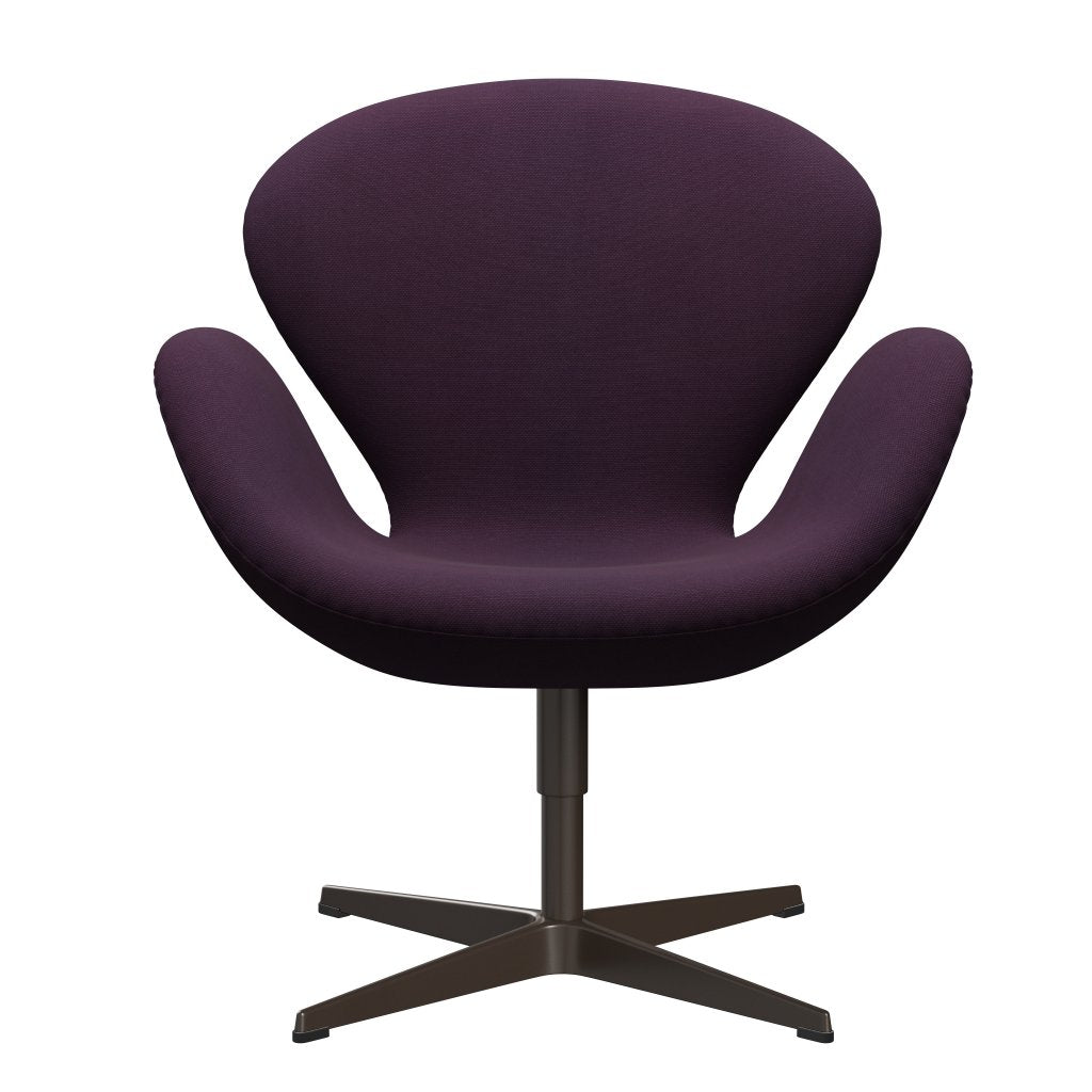 Sedia da salone Fritz Hansen Swan, viola medio in bronzo marrone/taglio in acciaio