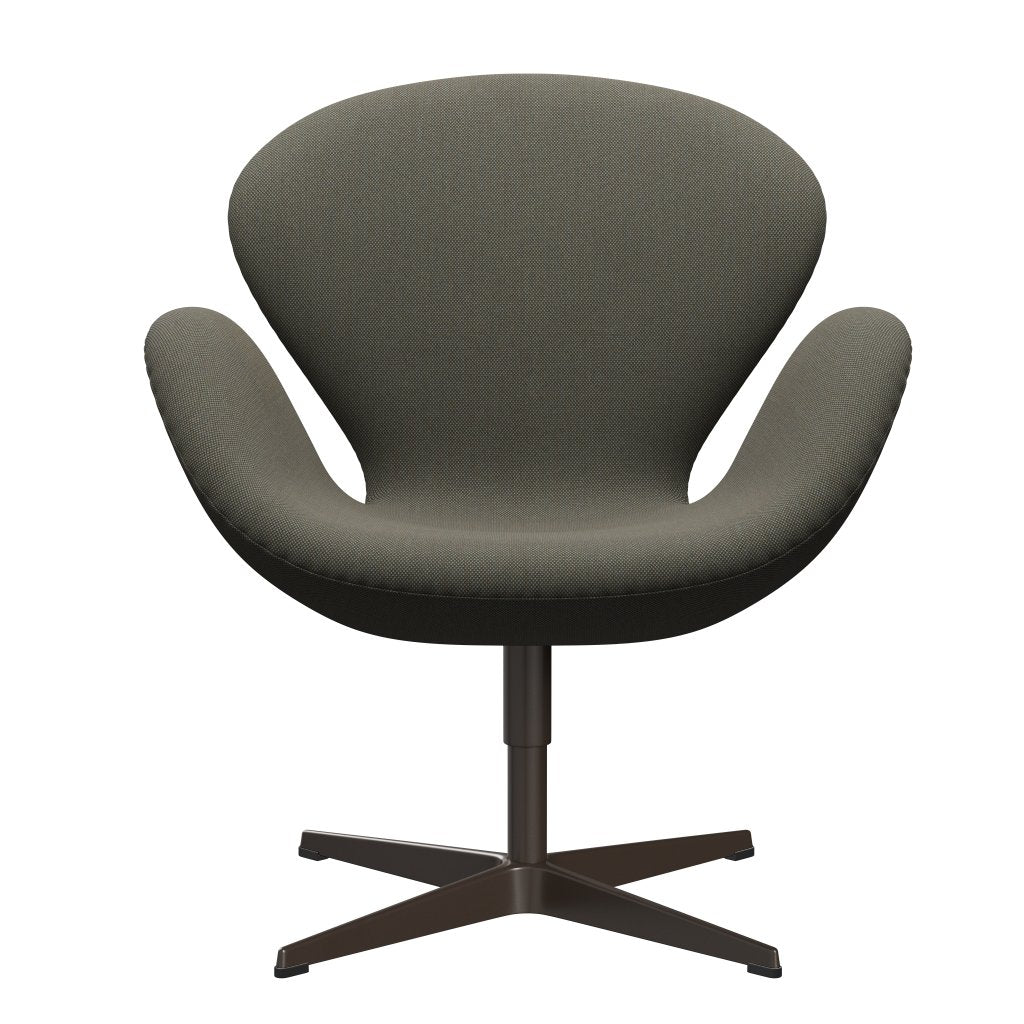 Fritz Hansen Swan Lounge -stoel, bruin brons/staalcut trio grijs/groen