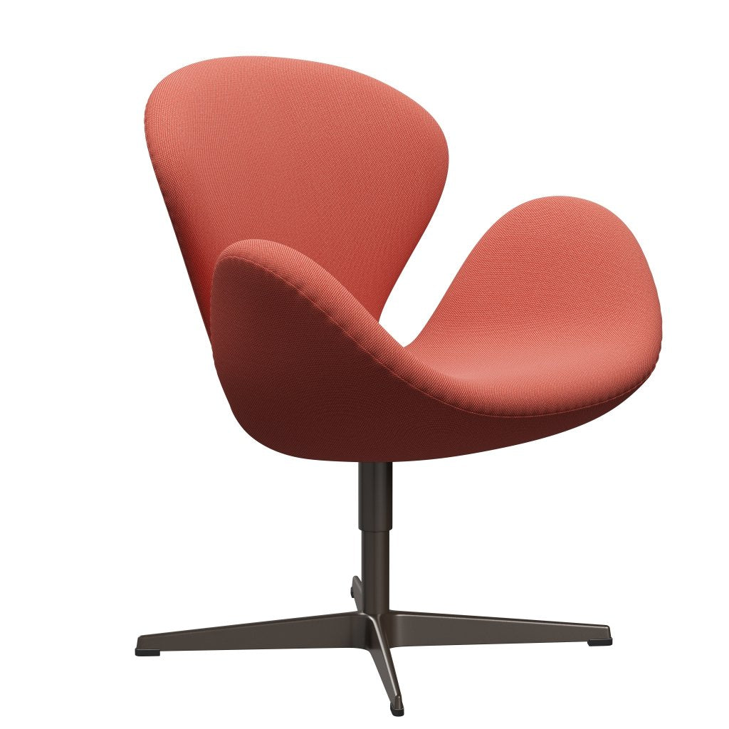 Sedia fritz Hansen Swan Lounge, bronzo marrone/taglio in acciaio rosa/arancione