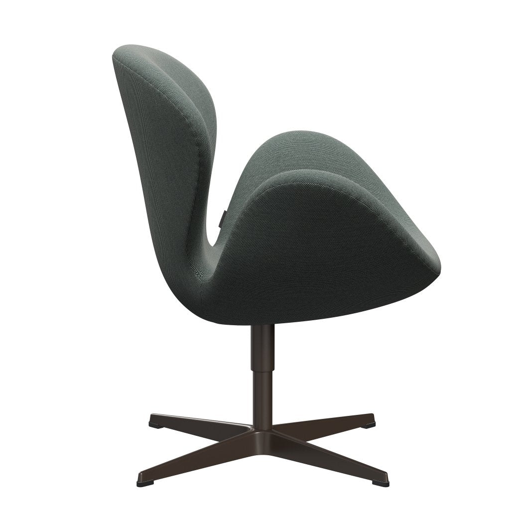 Sedia da salone Fritz Hansen Swan, bronzo marrone/taglio di acciaio bianco/verde scuro