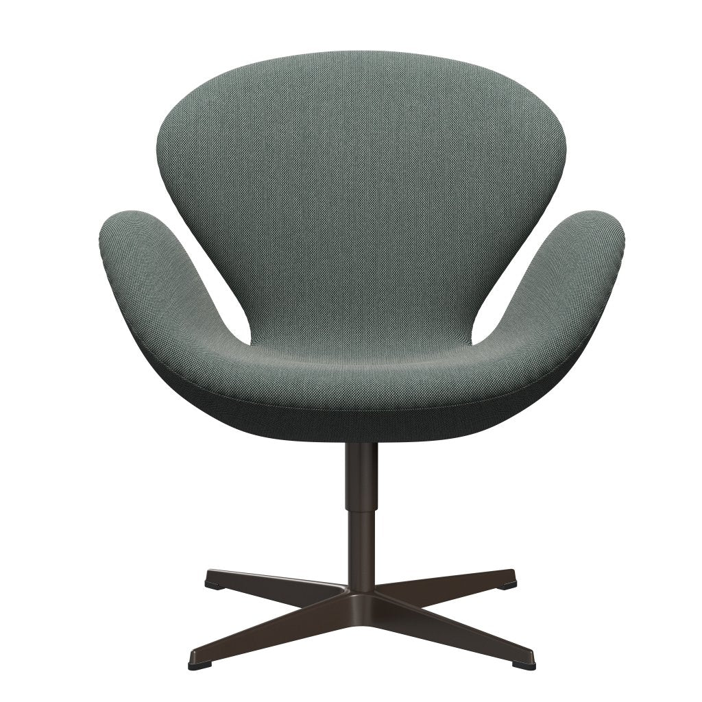 Sedia da salone Fritz Hansen Swan, bronzo marrone/taglio di acciaio bianco/verde scuro