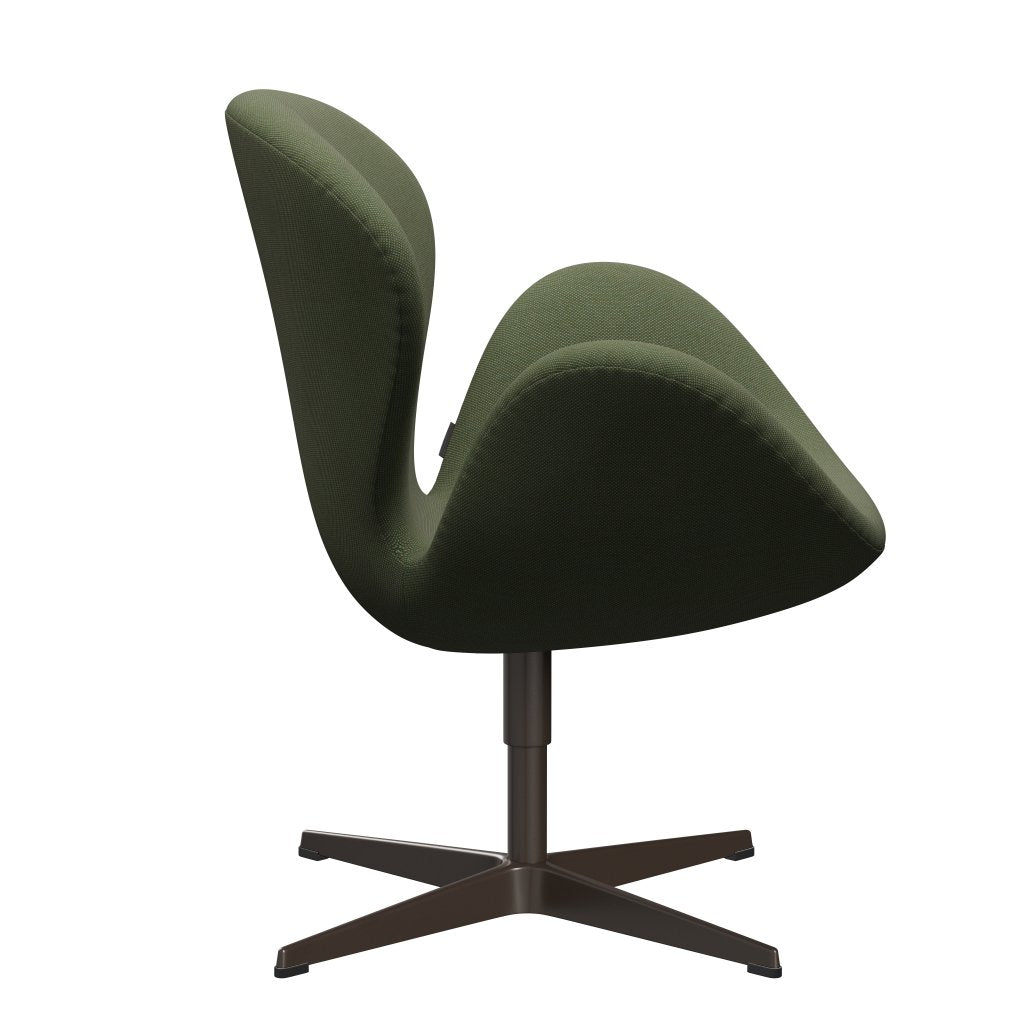 Fritz Hansen Swan Lounge Stuhl, braune Bronze/Stahlkut -Trio weiches Grün