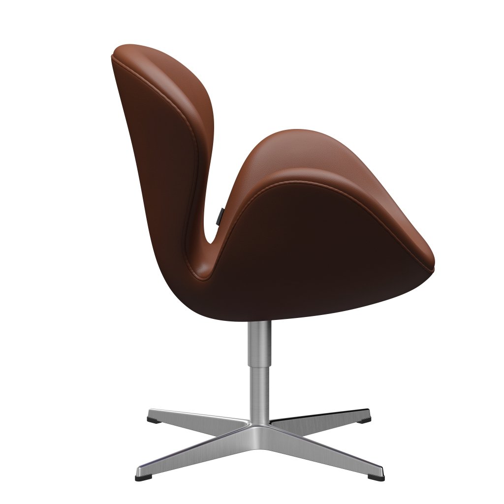 Fritz Hansen Swan Lounge Chair, Satin gebürstet Aluminium/Aura Cognac