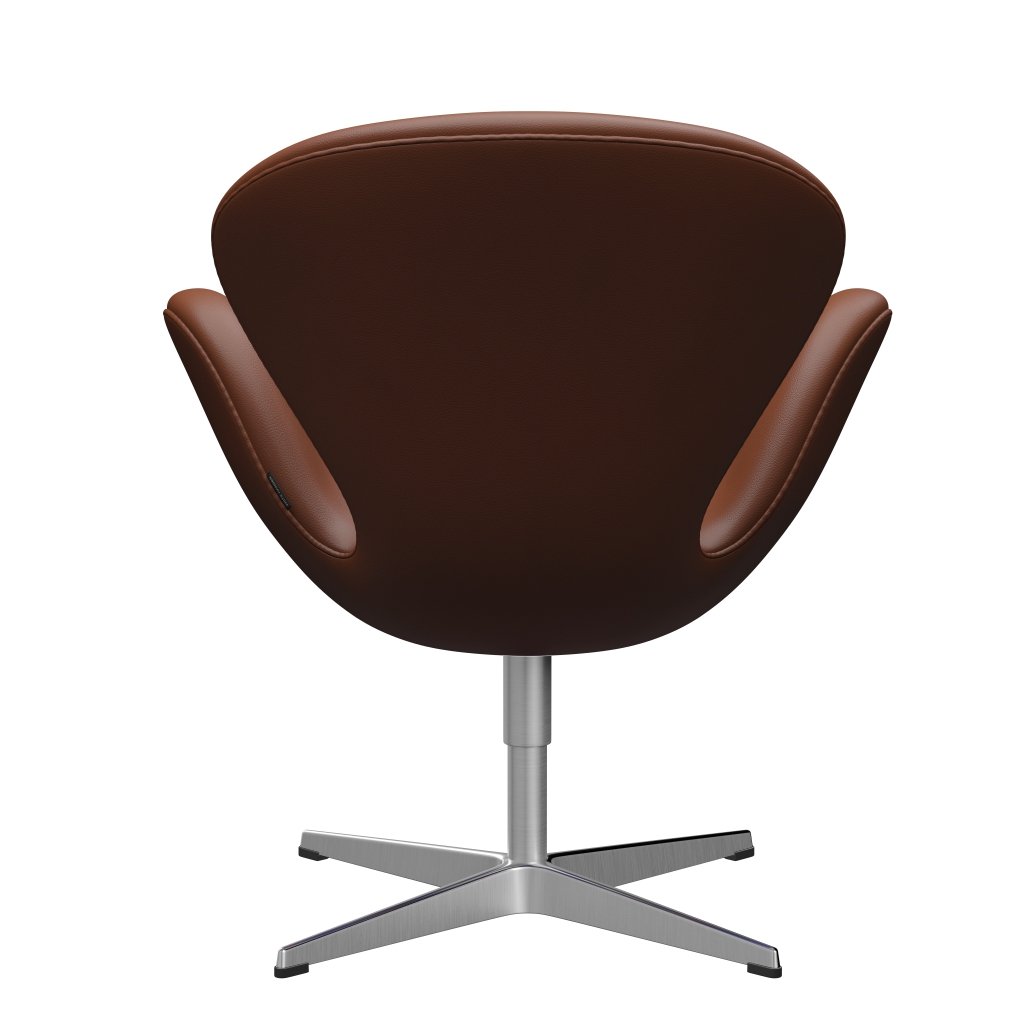 Fritz Hansen Swan Lounge -stoel, satijnborstig aluminium/aura cognac