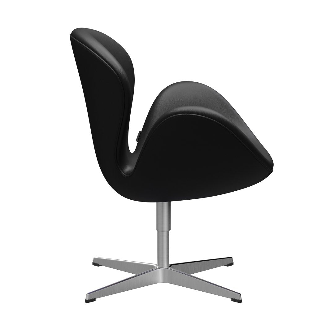 Fritz Hansen Swan Lounge Stuhl, Satin gebürstet Aluminium/Aura schwarz