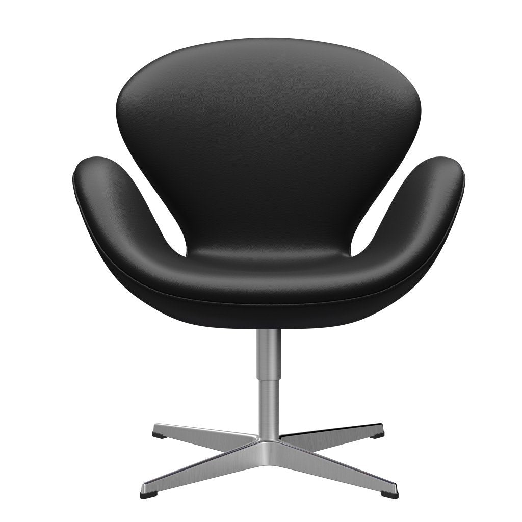 Sedia fritz Hansen Swan Lounge, alluminio spazzolato in raso/aura nero