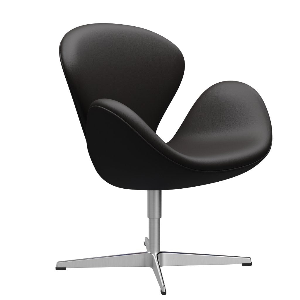 Sillón Fritz Hansen Swan, aluminio cepillado con satén/aura marrón negro