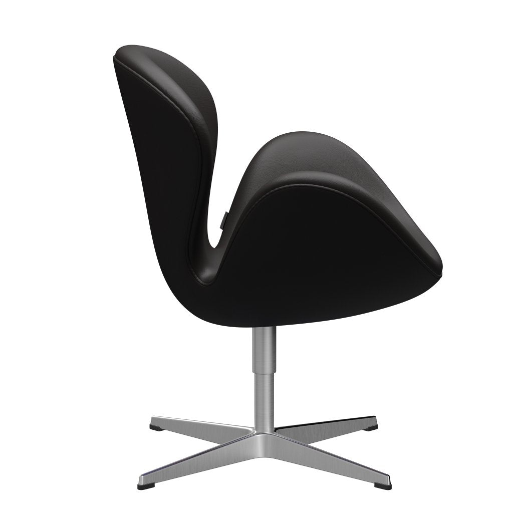 Sillón Fritz Hansen Swan, aluminio cepillado con satén/aura marrón negro