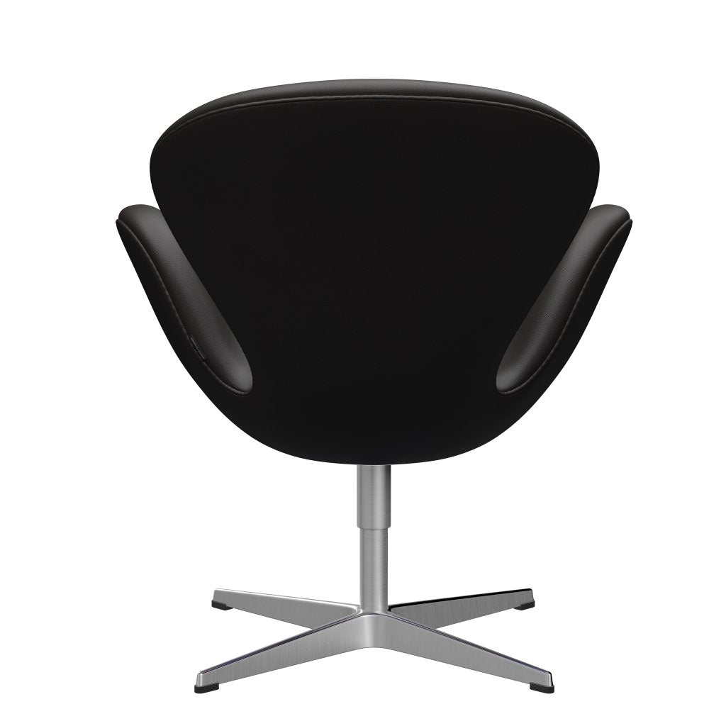 Fritz Hansen Chaise salon de cygne, aluminium brossé en satin / aura marron noir