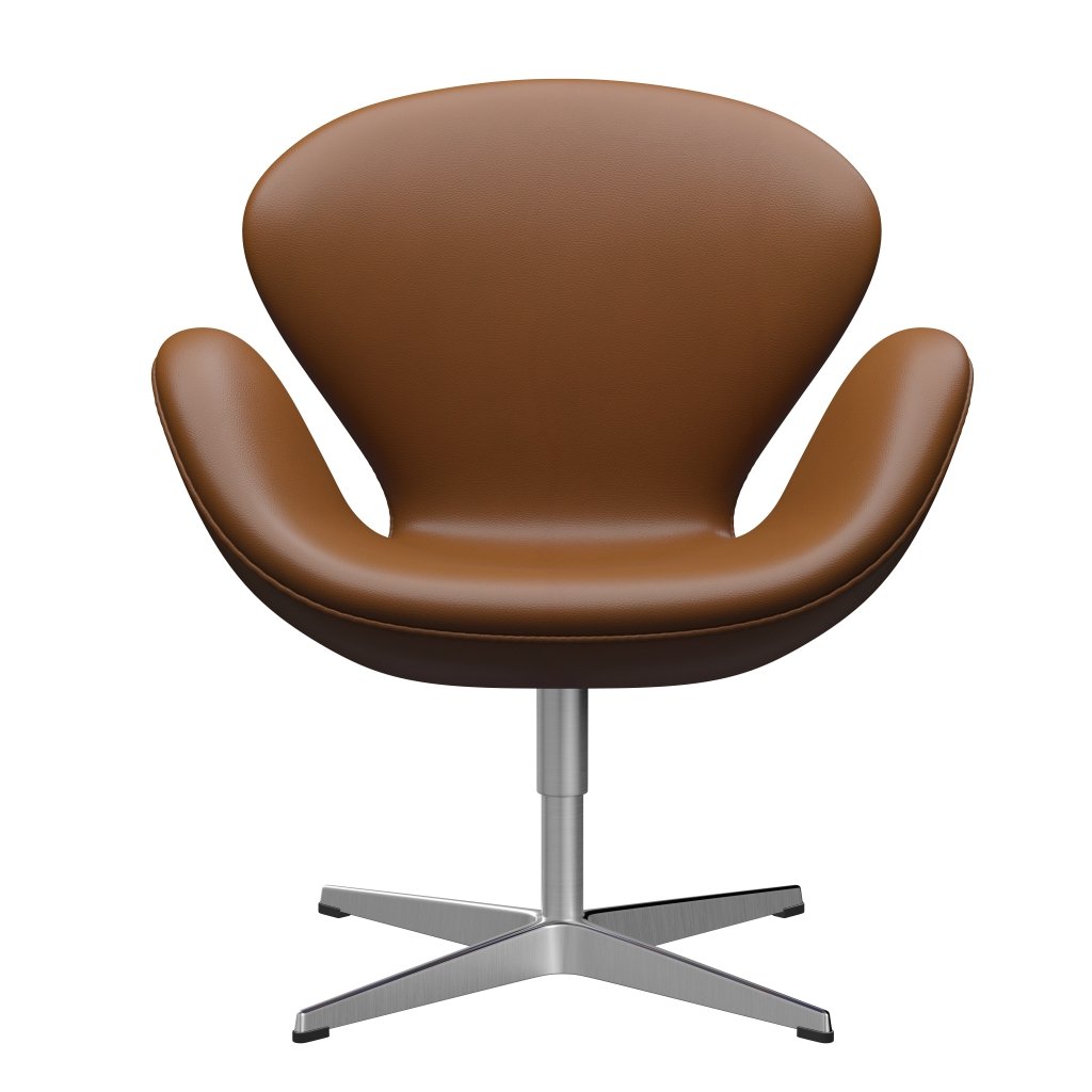 Sedia fritz Hansen Swan Lounge, alluminio spazzolato in raso/noce di aura