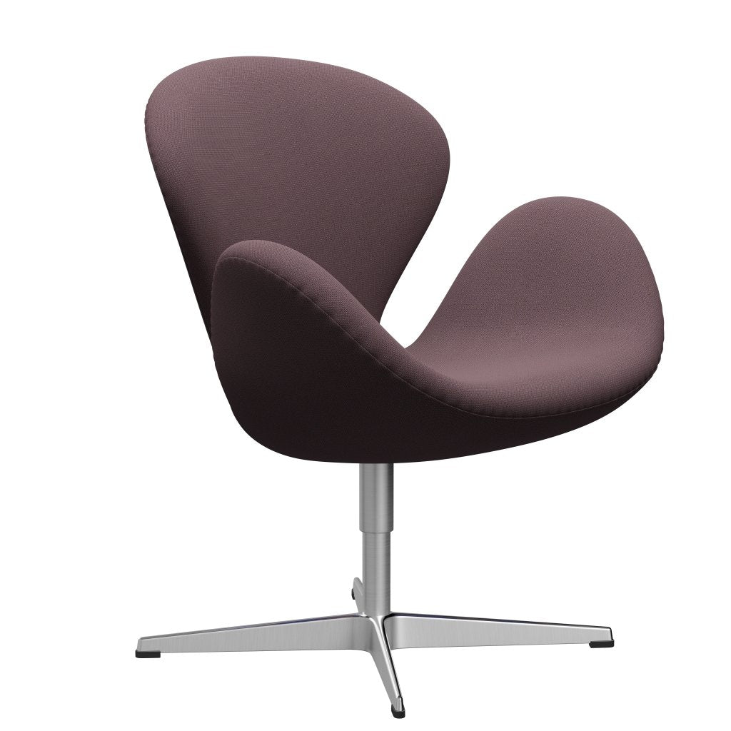 Sedia fritz Hansen Swan Lounge, alluminio spazzolato in raso/cattura melanzana