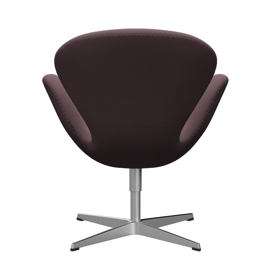 Sedia fritz Hansen Swan Lounge, alluminio spazzolato in raso/cattura melanzana