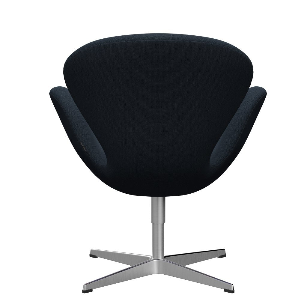 Sedia fritz Hansen Swan Lounge, alluminio spazzolato in raso/cattura blu