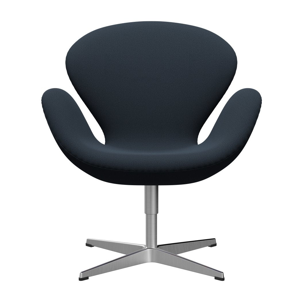 Sedia fritz Hansen Swan Lounge, alluminio spazzolato in raso/cattura blu