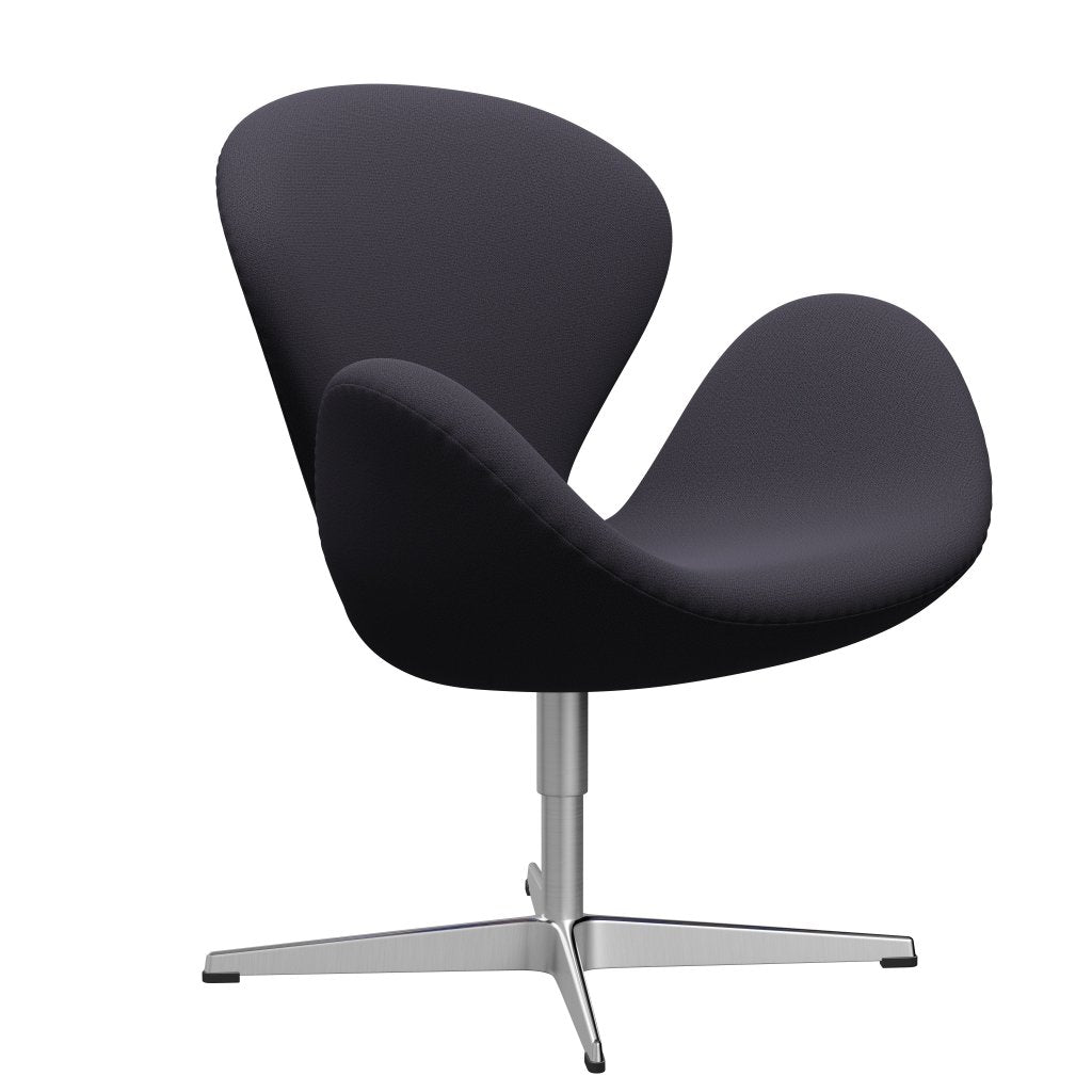 Sedia fritz Hansen Swan Lounge, alluminio spazzolato in raso/Capture blu carbone