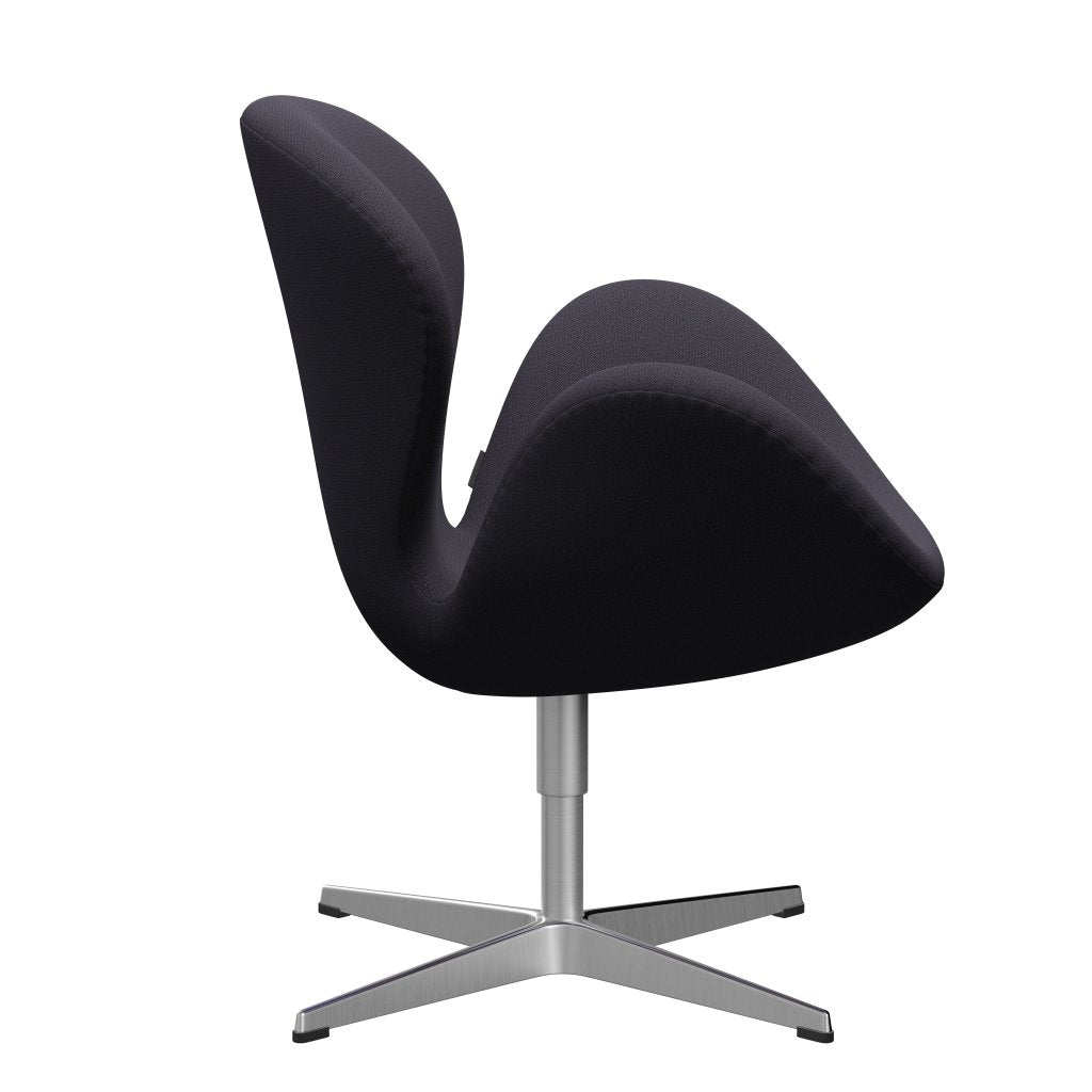 Fritz Hansen Swan Lounge -stoel, satijnen geborsteld aluminium/vangte blauwe houtskool