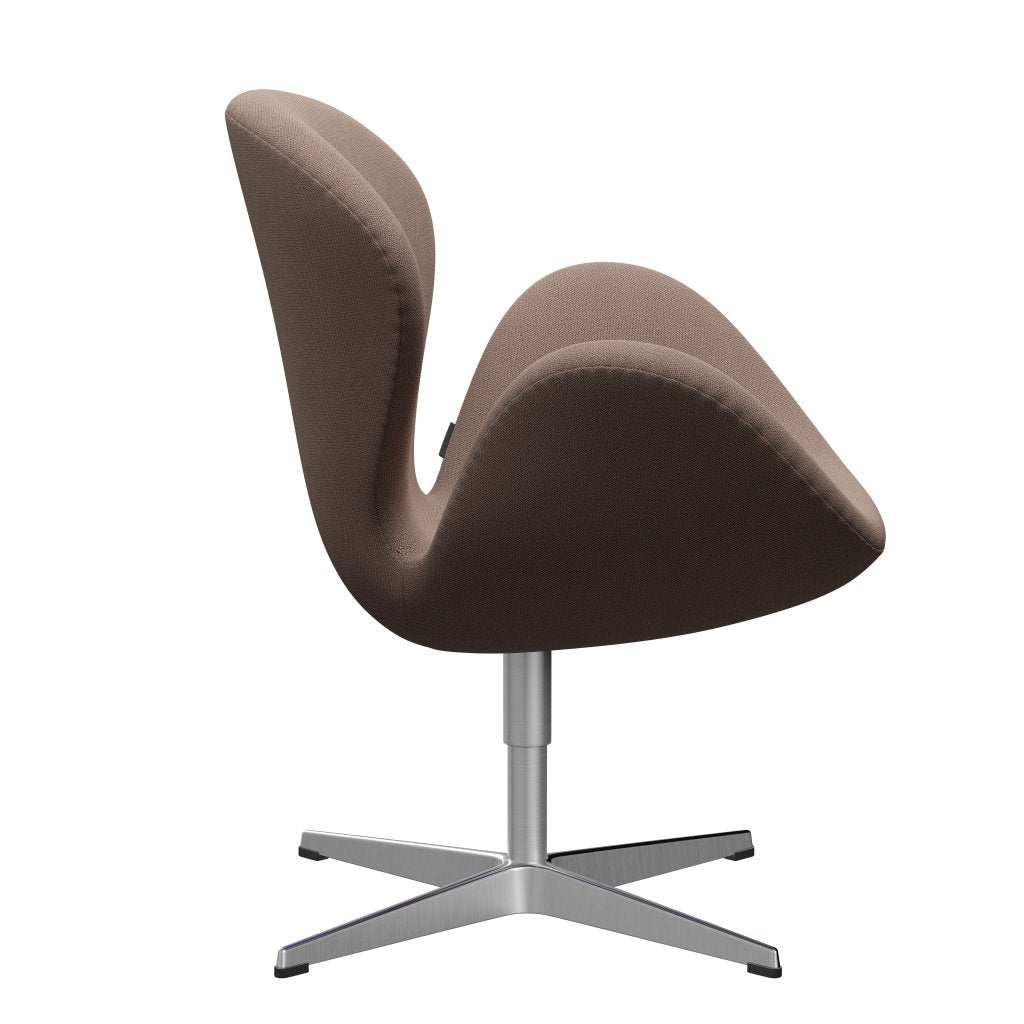 Sedia fritz Hansen Swan Lounge, alluminio spazzolato in raso/cattura marrone