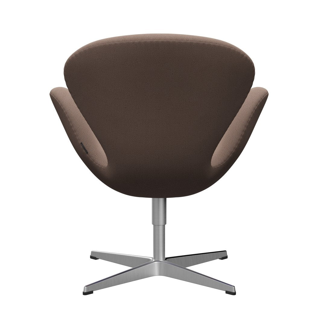 Sedia fritz Hansen Swan Lounge, alluminio spazzolato in raso/cattura marrone