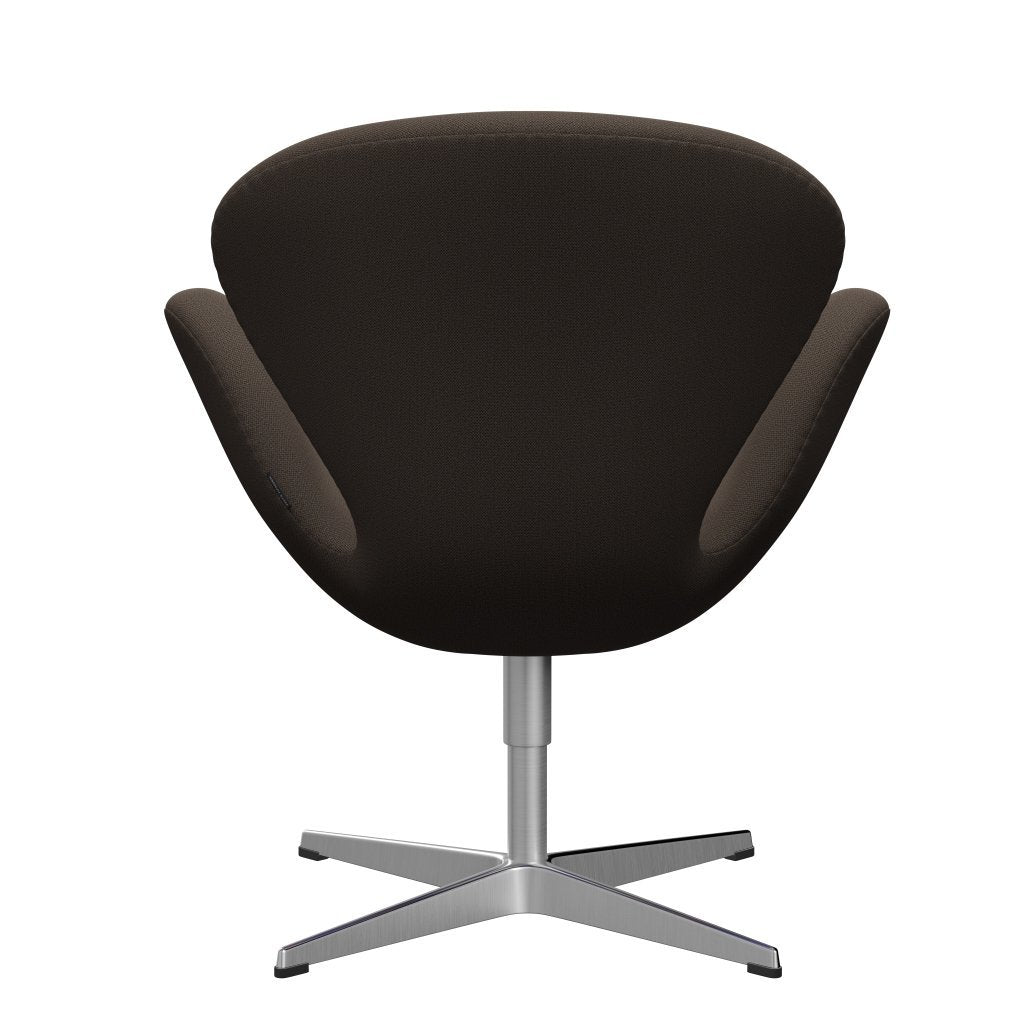 Sedia fritz Hansen Swan Lounge, alluminio spazzolato in raso/cattura marrone/verde