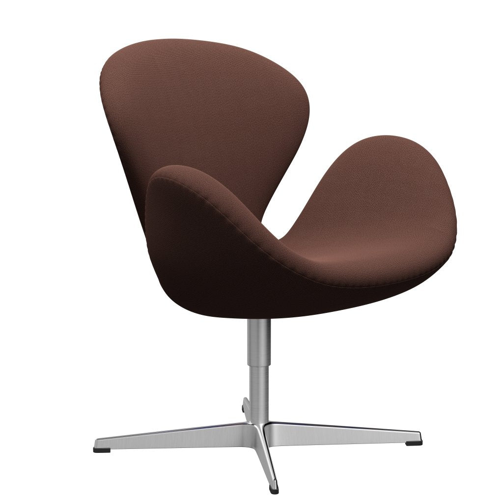 Sedia fritz Hansen Swan Lounge, alluminio spazzolato in raso/cattura marrone/rosa chiaro