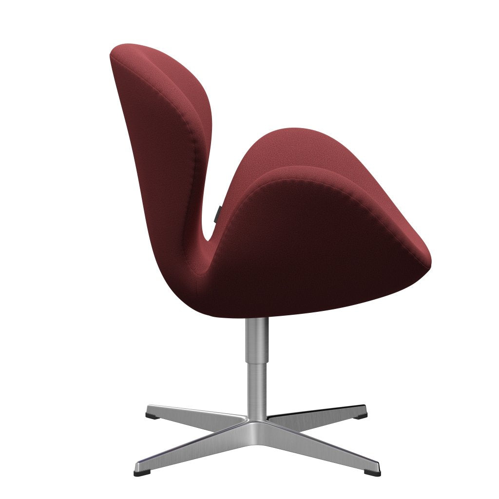 Sedia fritz Hansen Swan Lounge, alluminio spazzolato in raso/cattura rosso scuro