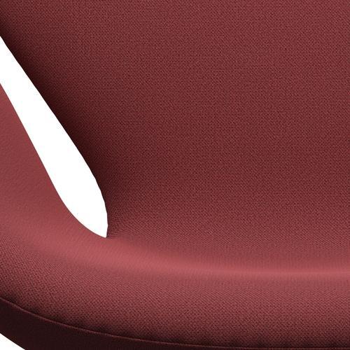 Fritz Hansen Chaise salon de cygne, aluminium brossé en satin / capture rouge foncé