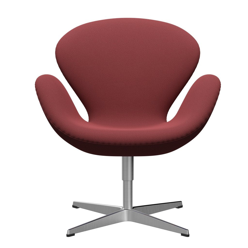 Sedia fritz Hansen Swan Lounge, alluminio spazzolato in raso/cattura rosso scuro