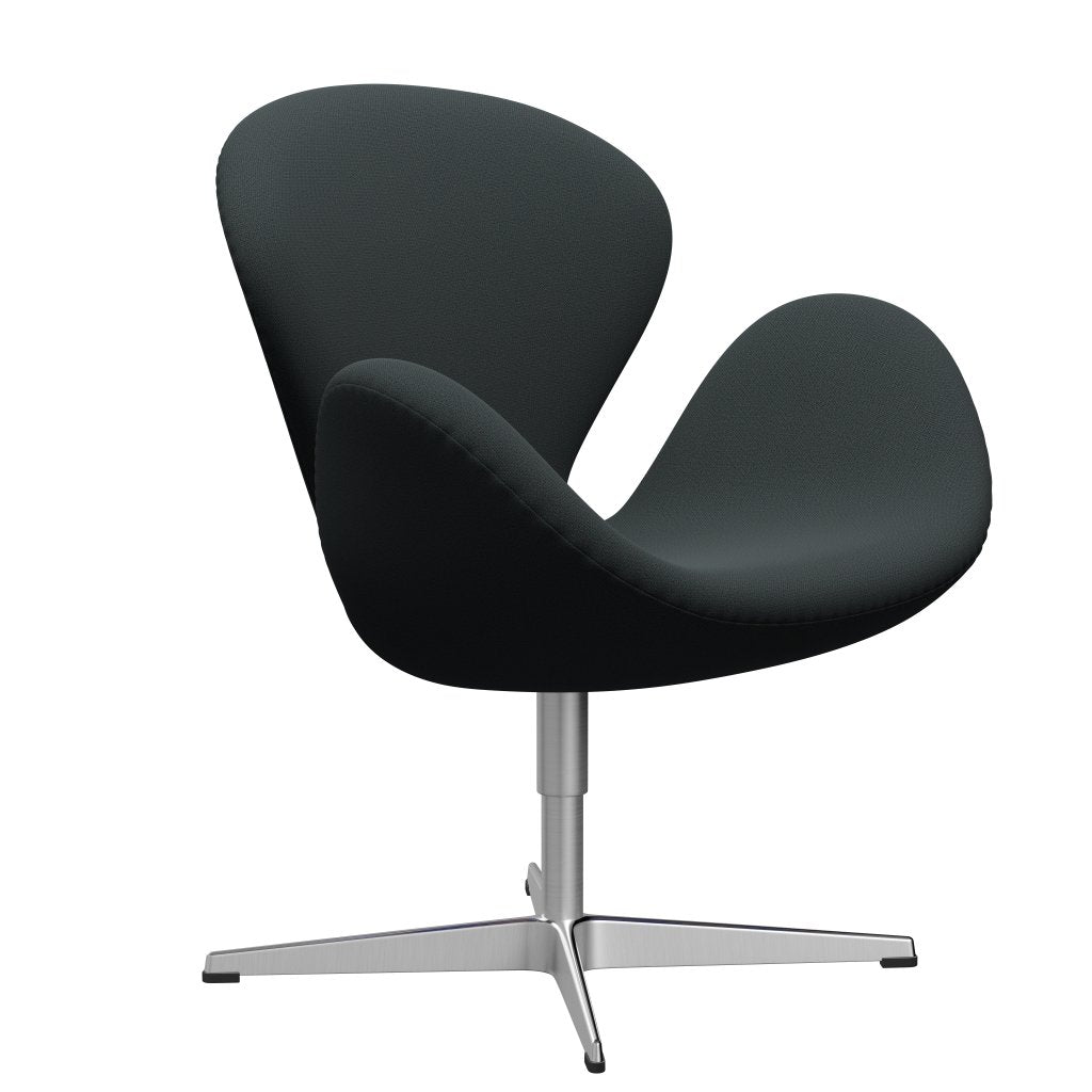 Sedia fritz Hansen Swan Lounge, alluminio spazzolato in raso/cattura verde profondo scuro