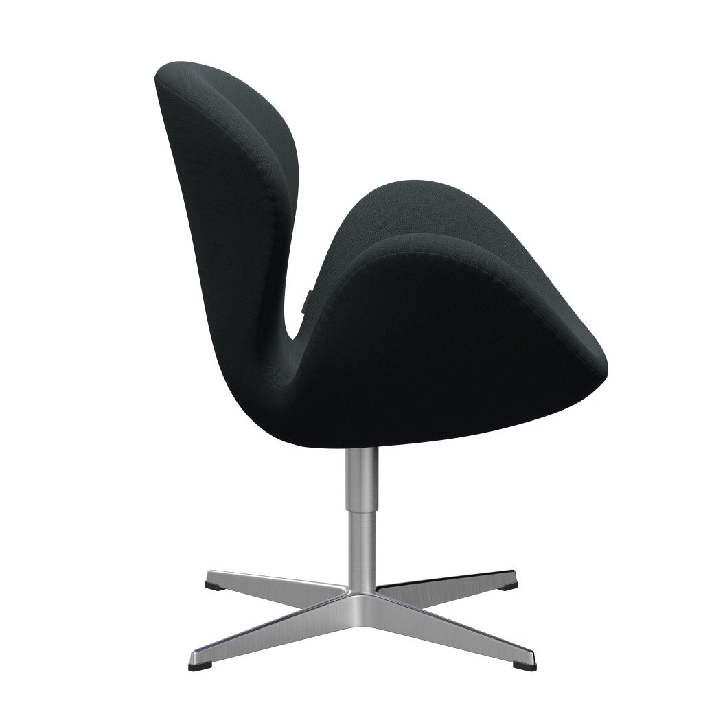 Sedia fritz Hansen Swan Lounge, alluminio spazzolato in raso/cattura verde profondo scuro