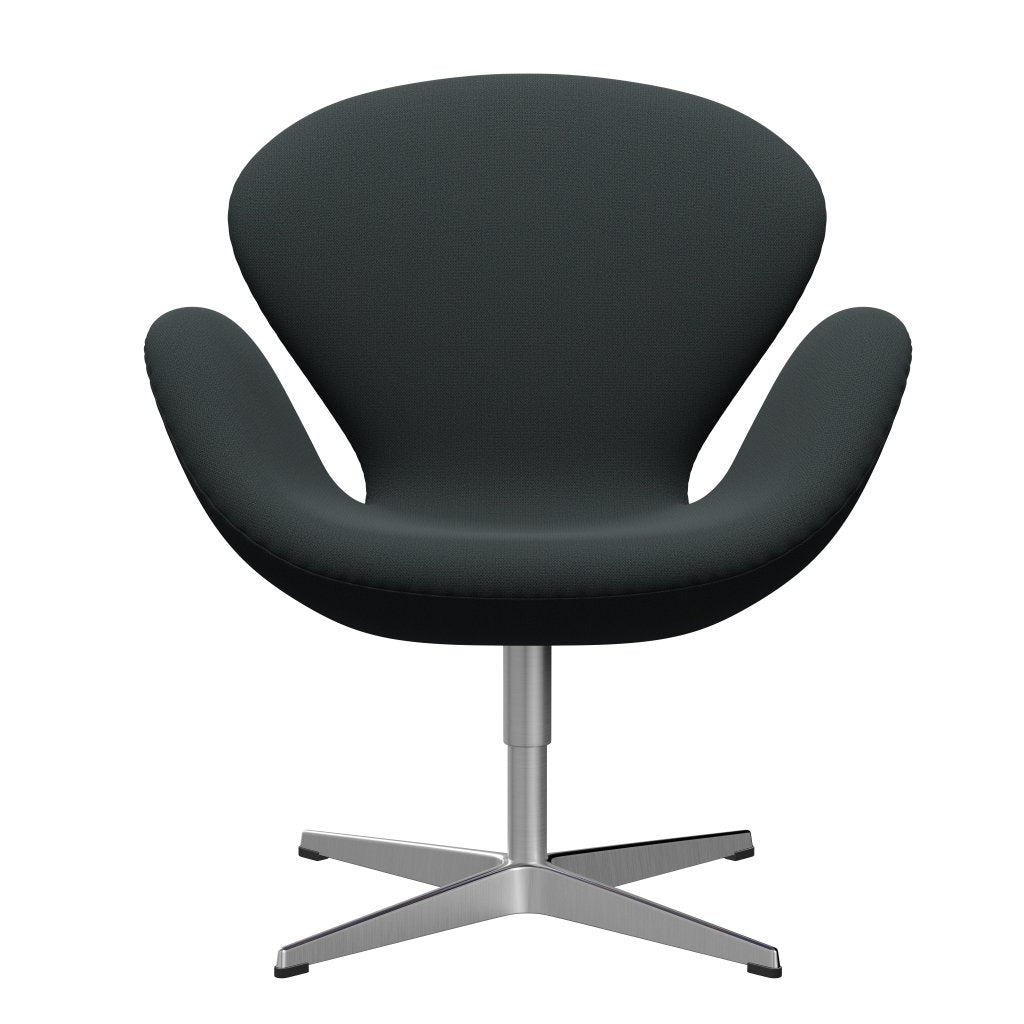 Sedia fritz Hansen Swan Lounge, alluminio spazzolato in raso/cattura verde profondo scuro