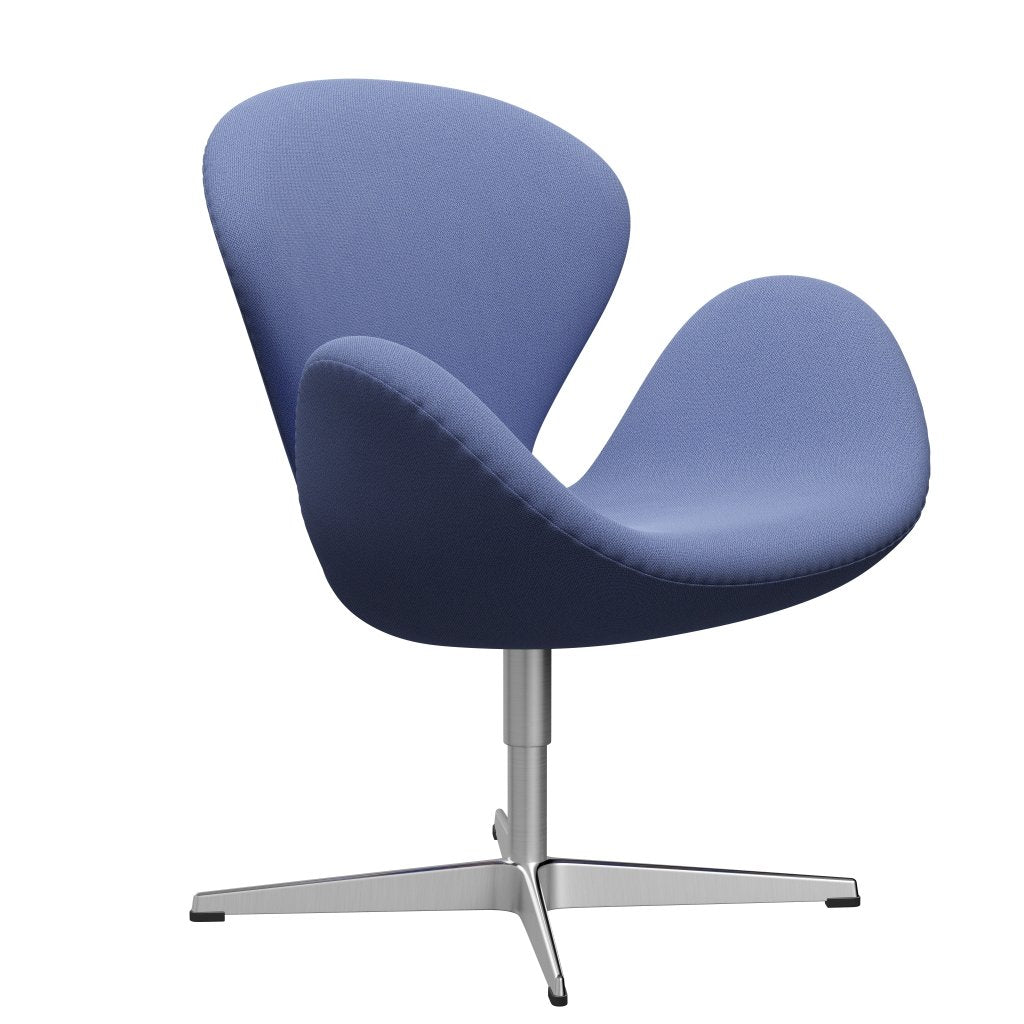 Sedia da salotto Fritz Hansen Swan, alluminio spazzolato in raso/cattura azzurro (4901)