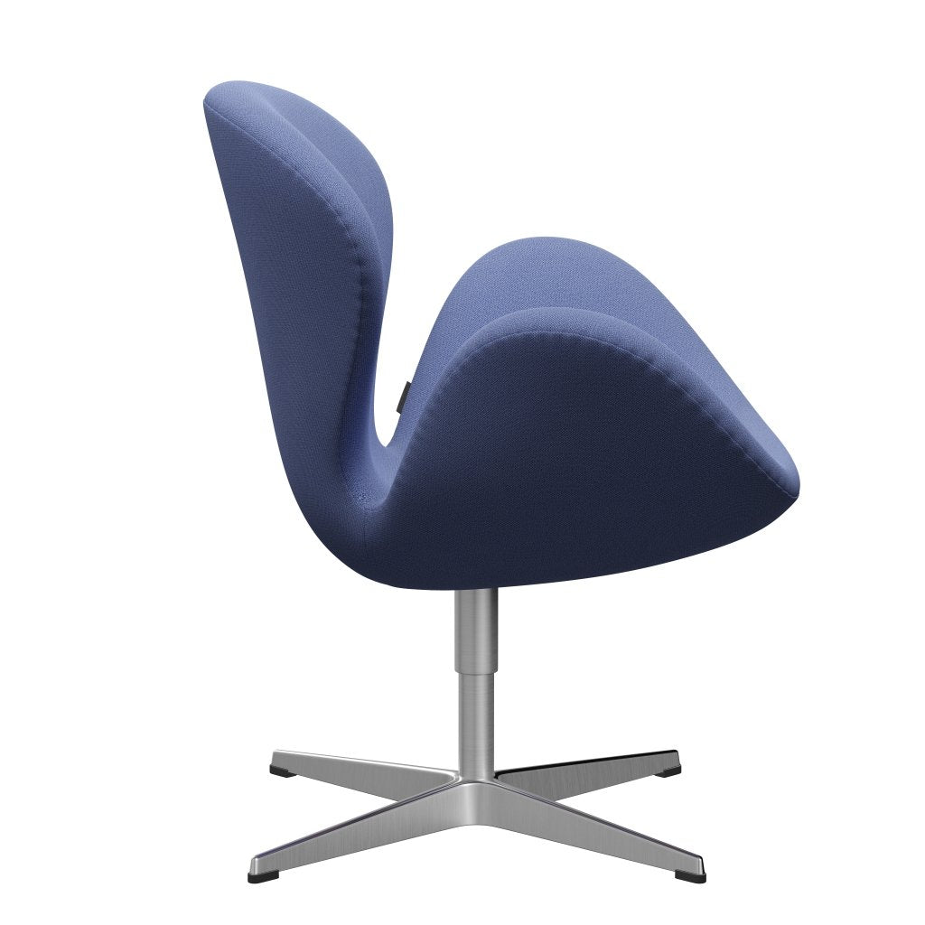 Sedia da salotto Fritz Hansen Swan, alluminio spazzolato in raso/cattura azzurro (4901)