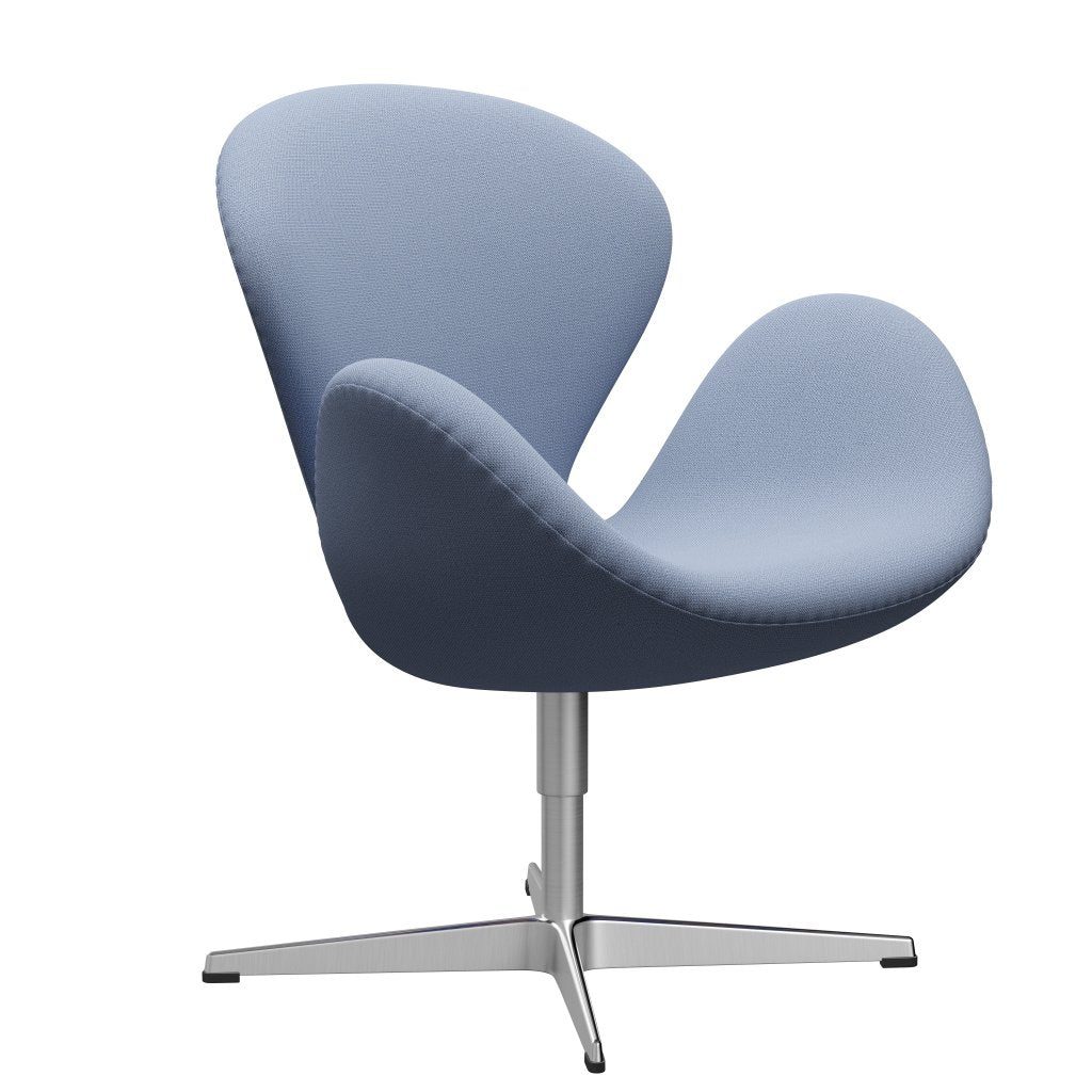 Fritz Hansen Chaise salon de cygne, aluminium brossé en satin / capture bleu clair (4902)