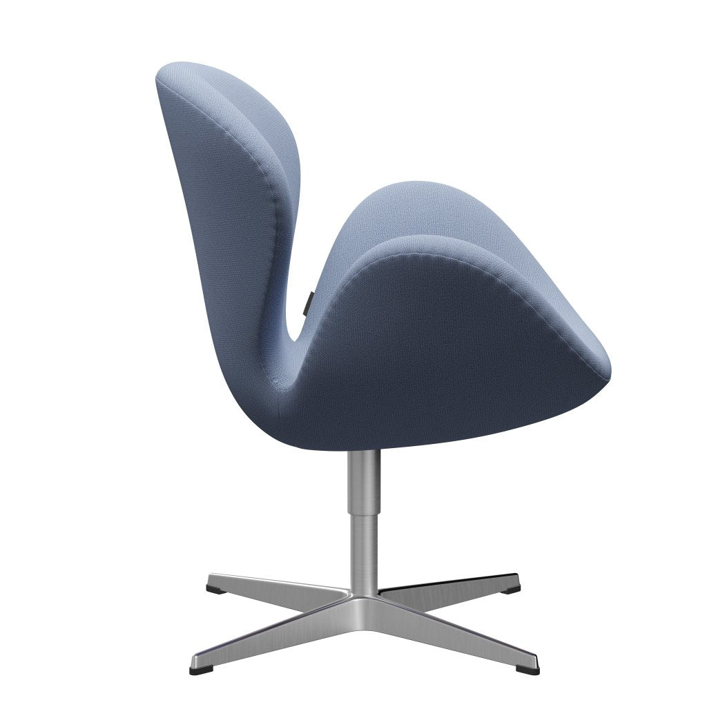 Fritz Hansen Chaise salon de cygne, aluminium brossé en satin / capture bleu clair (4902)