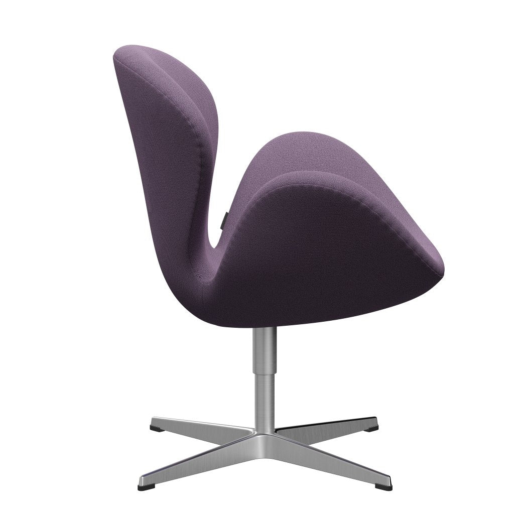 Sedia fritz Hansen Swan Lounge, alluminio spazzolato in raso/viola leggero