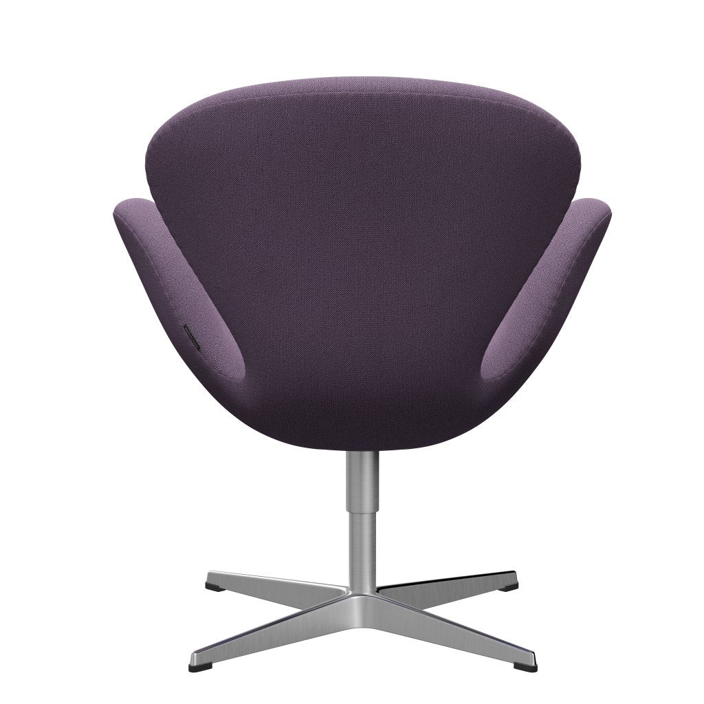 Sedia fritz Hansen Swan Lounge, alluminio spazzolato in raso/viola leggero