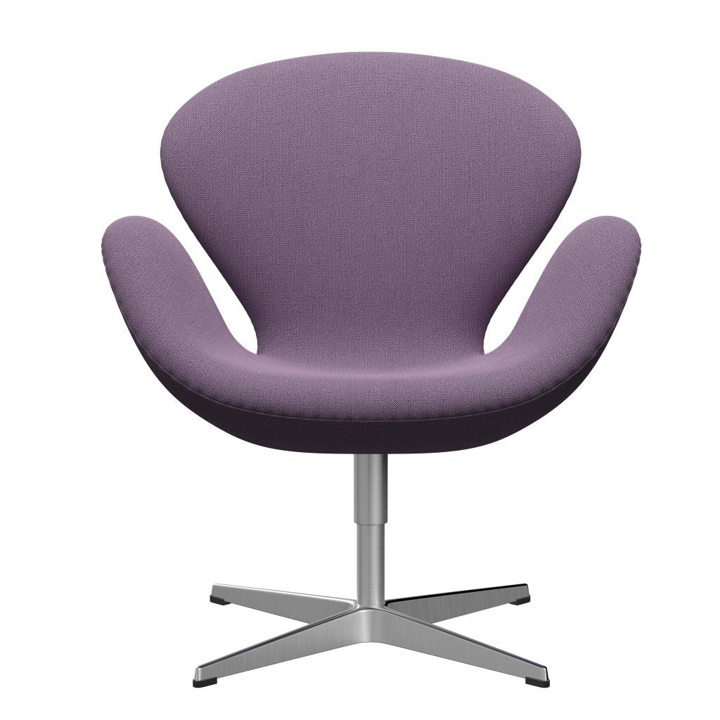 Sedia fritz Hansen Swan Lounge, alluminio spazzolato in raso/viola leggero