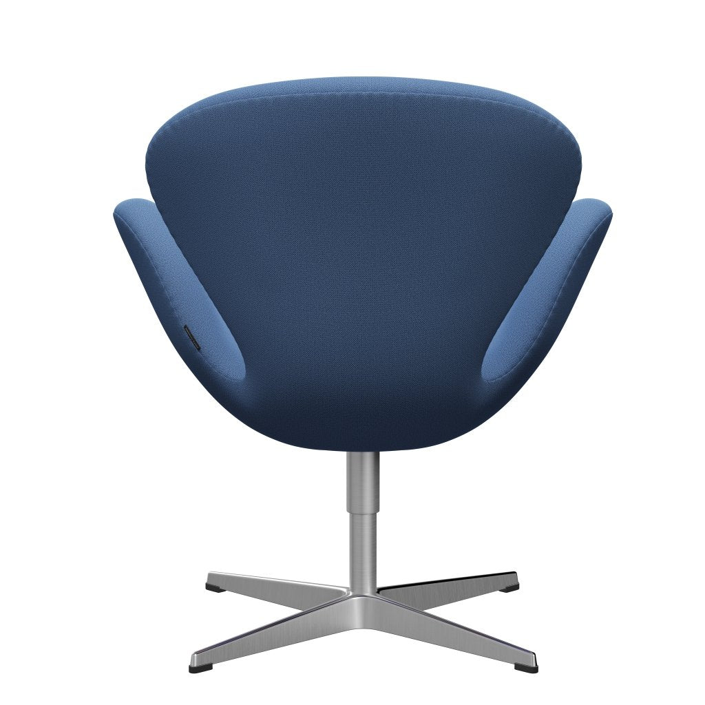 Sedia fritz Hansen Swan Lounge, alluminio spazzolato in raso/cattura blu istantaneo