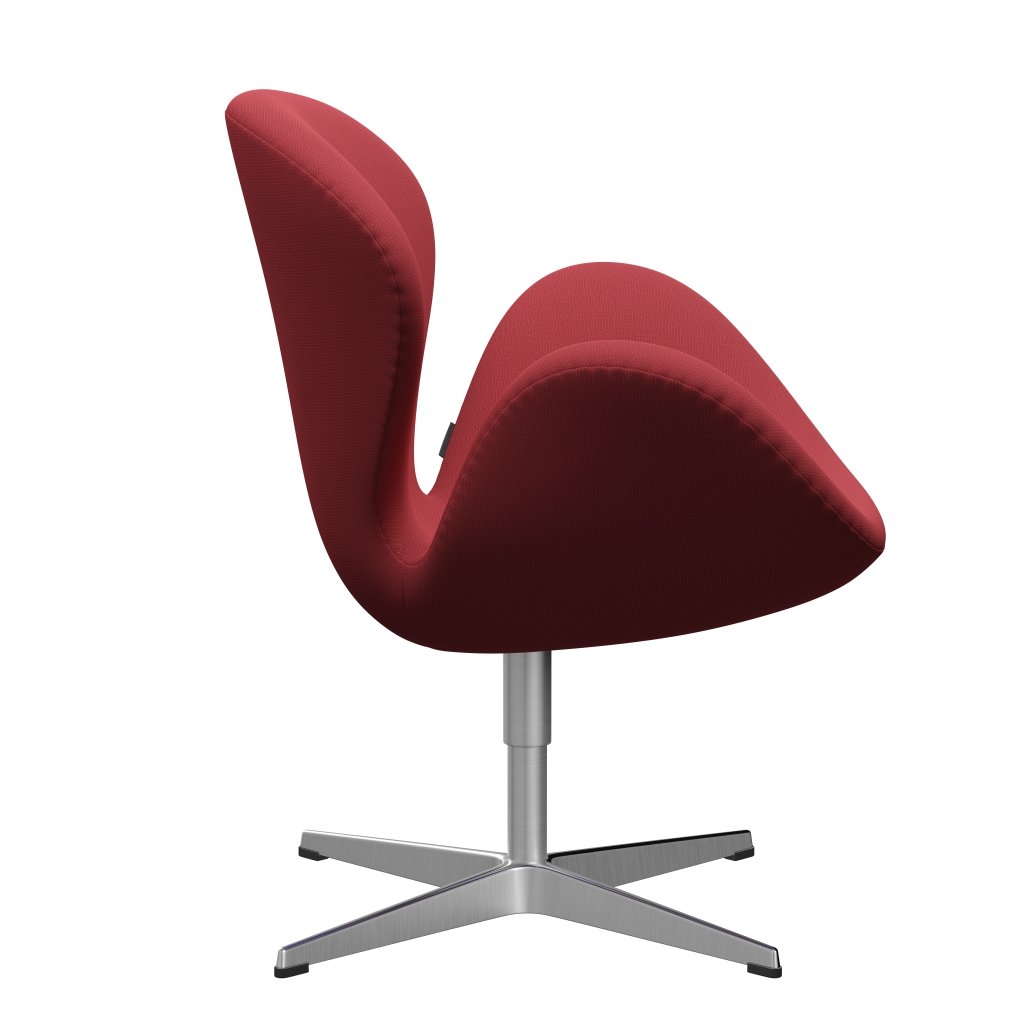 Sedia da salotto Fritz Hansen Swan, alluminio spazzolato in raso/cattura rosso istantaneo