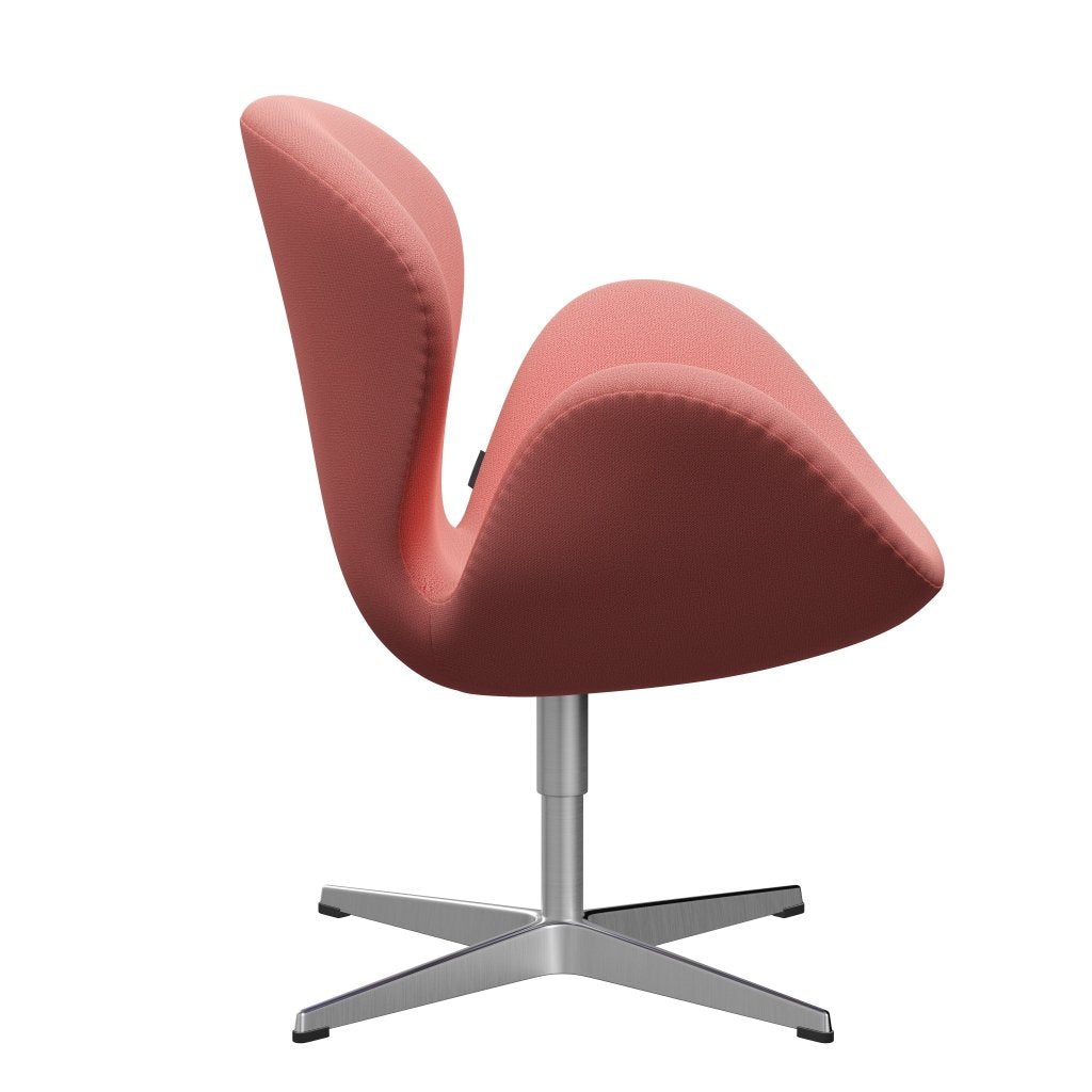 Sedia da salotto Fritz Hansen Swan, in alluminio spazzolato in raso/corallo di cattura