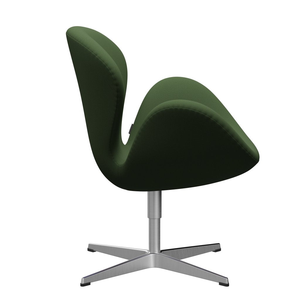 Sedia fritz Hansen Swan Lounge, alluminio spazzolato in raso/cattura verde muschio