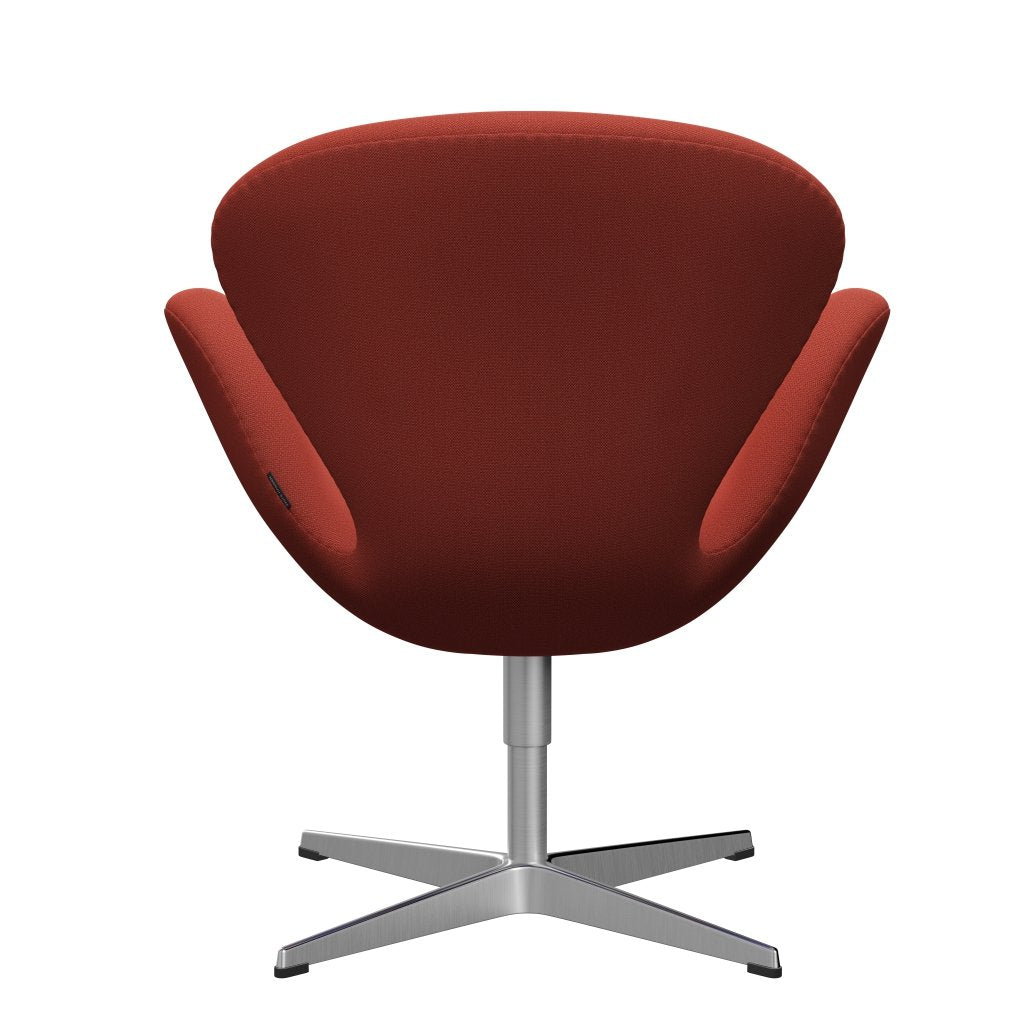 Sedia fritz Hansen Swan Lounge, alluminio spazzolato in raso/cattura arancione scuro