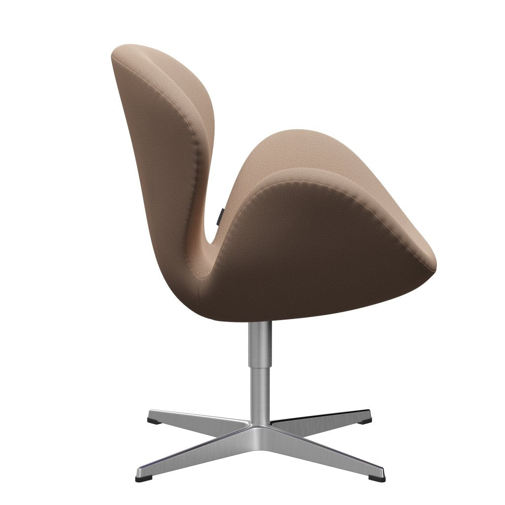 Sedia fritz Hansen Swan Lounge, alluminio spazzolato in raso/cattura sabbia rosa